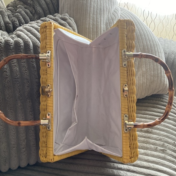 Marchioness Macy Yellow Wicker Straw Bamboo Box Purse Handbag Vintage 1950s 🌞 - Picture 11 of 16